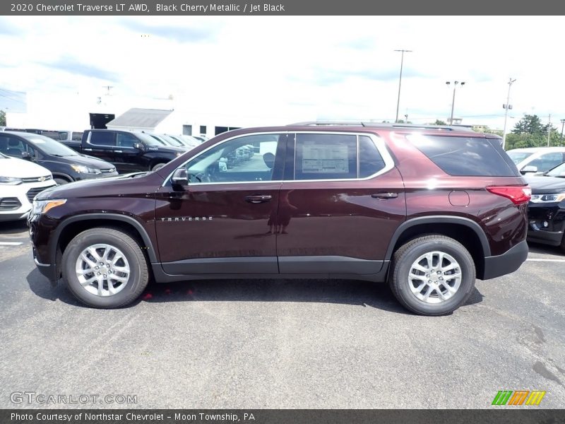 Black Cherry Metallic / Jet Black 2020 Chevrolet Traverse LT AWD