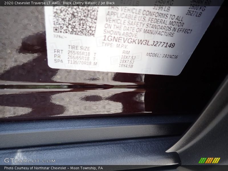 Black Cherry Metallic / Jet Black 2020 Chevrolet Traverse LT AWD