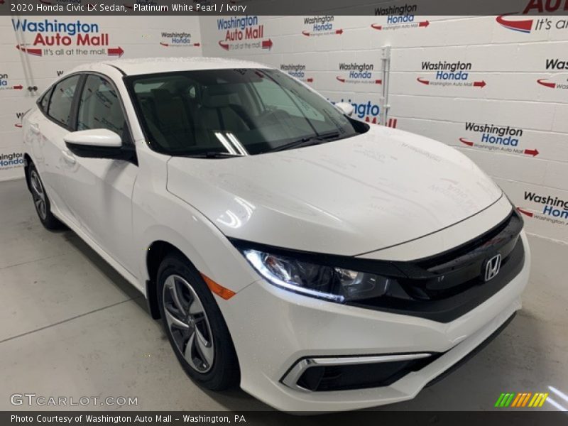 Platinum White Pearl / Ivory 2020 Honda Civic LX Sedan