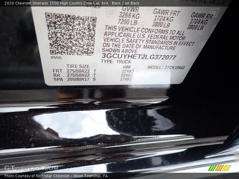 Black / Jet Black 2020 Chevrolet Silverado 1500 High Country Crew Cab 4x4