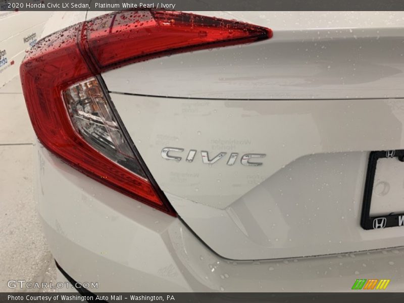 Platinum White Pearl / Ivory 2020 Honda Civic LX Sedan