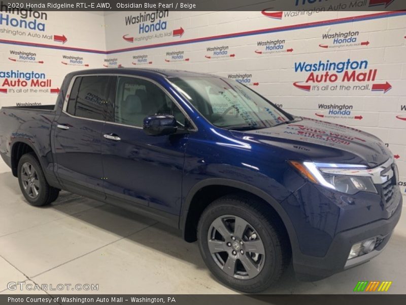 Obsidian Blue Pearl / Beige 2020 Honda Ridgeline RTL-E AWD