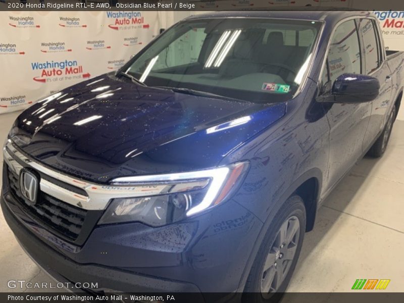 Obsidian Blue Pearl / Beige 2020 Honda Ridgeline RTL-E AWD