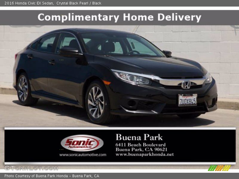 Crystal Black Pearl / Black 2016 Honda Civic EX Sedan