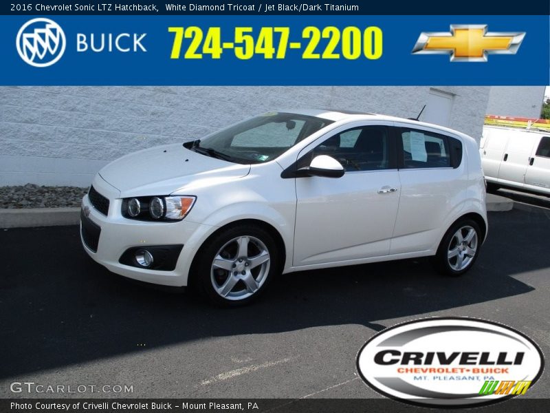 White Diamond Tricoat / Jet Black/Dark Titanium 2016 Chevrolet Sonic LTZ Hatchback