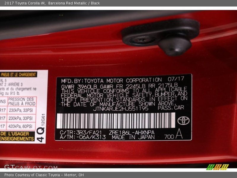 Barcelona Red Metallic / Black 2017 Toyota Corolla iM