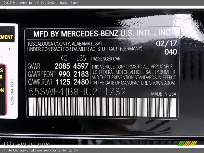 Black / Black 2017 Mercedes-Benz C 300 Sedan