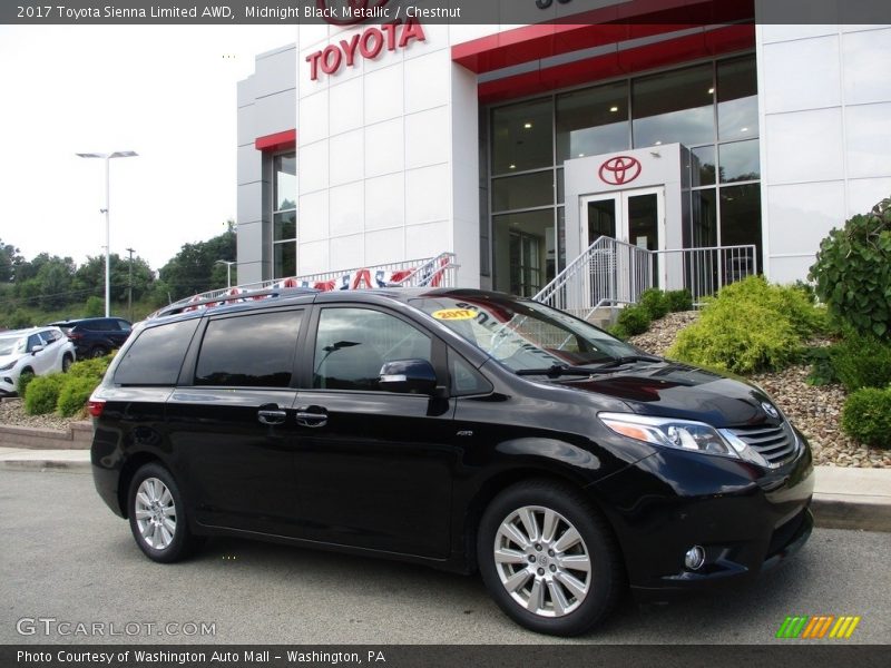 Midnight Black Metallic / Chestnut 2017 Toyota Sienna Limited AWD