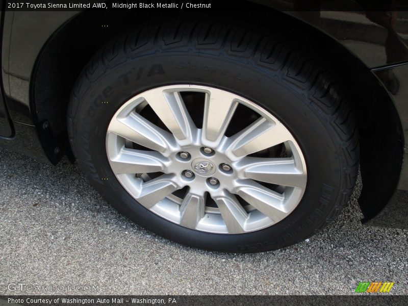 Midnight Black Metallic / Chestnut 2017 Toyota Sienna Limited AWD
