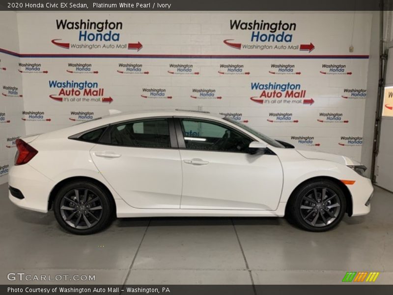 Platinum White Pearl / Ivory 2020 Honda Civic EX Sedan