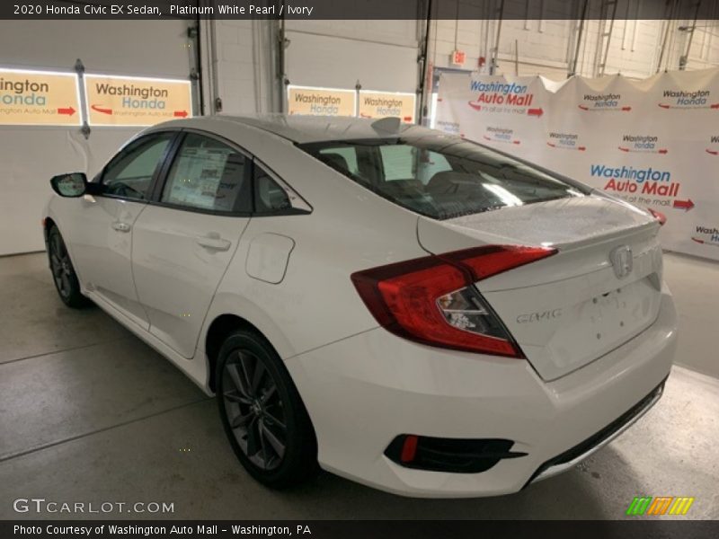 Platinum White Pearl / Ivory 2020 Honda Civic EX Sedan