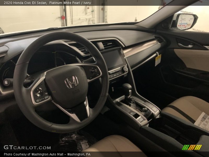 Platinum White Pearl / Ivory 2020 Honda Civic EX Sedan