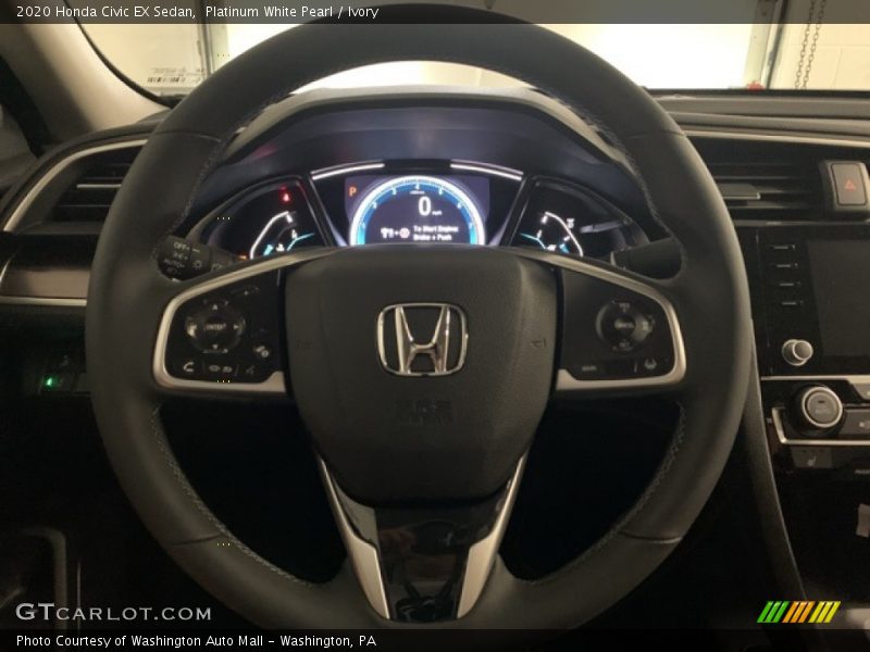 Platinum White Pearl / Ivory 2020 Honda Civic EX Sedan