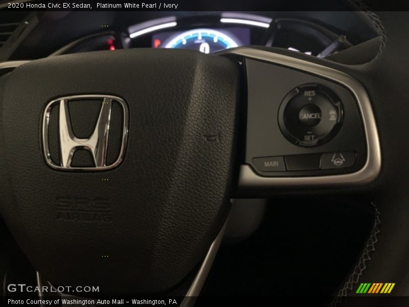 Platinum White Pearl / Ivory 2020 Honda Civic EX Sedan