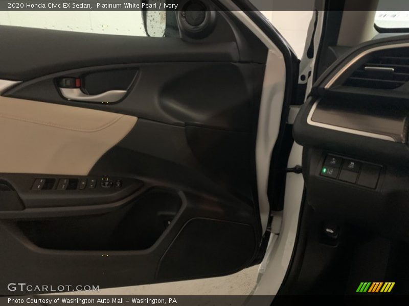 Platinum White Pearl / Ivory 2020 Honda Civic EX Sedan