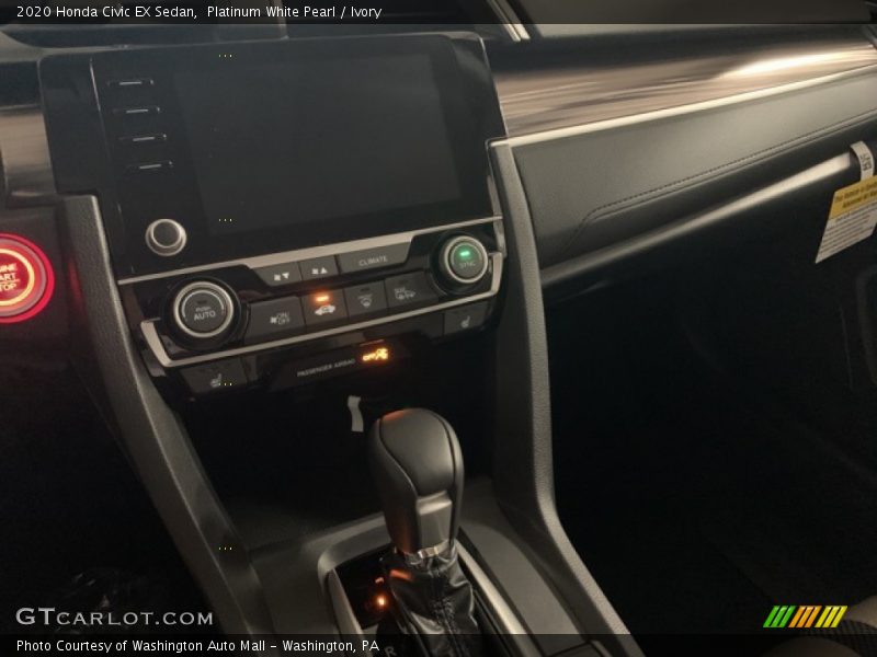 Platinum White Pearl / Ivory 2020 Honda Civic EX Sedan