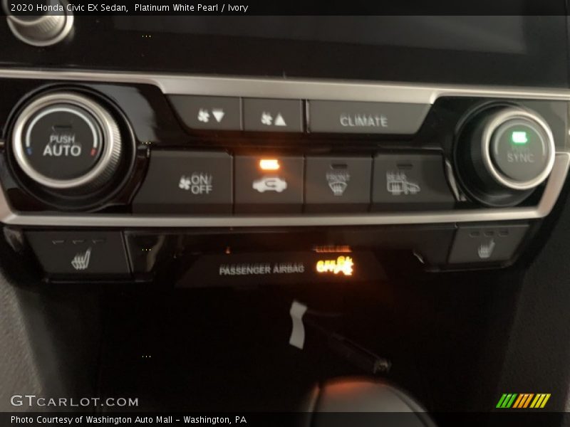 Platinum White Pearl / Ivory 2020 Honda Civic EX Sedan