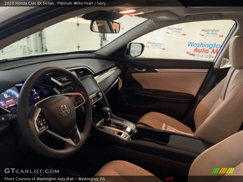 Platinum White Pearl / Ivory 2020 Honda Civic EX Sedan