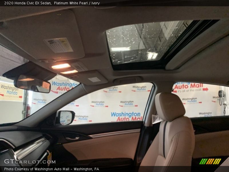 Platinum White Pearl / Ivory 2020 Honda Civic EX Sedan