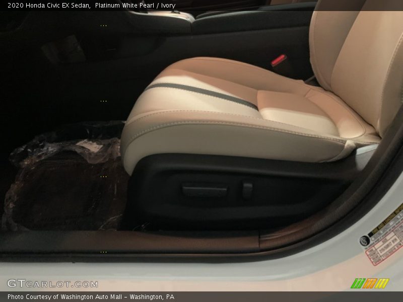 Platinum White Pearl / Ivory 2020 Honda Civic EX Sedan