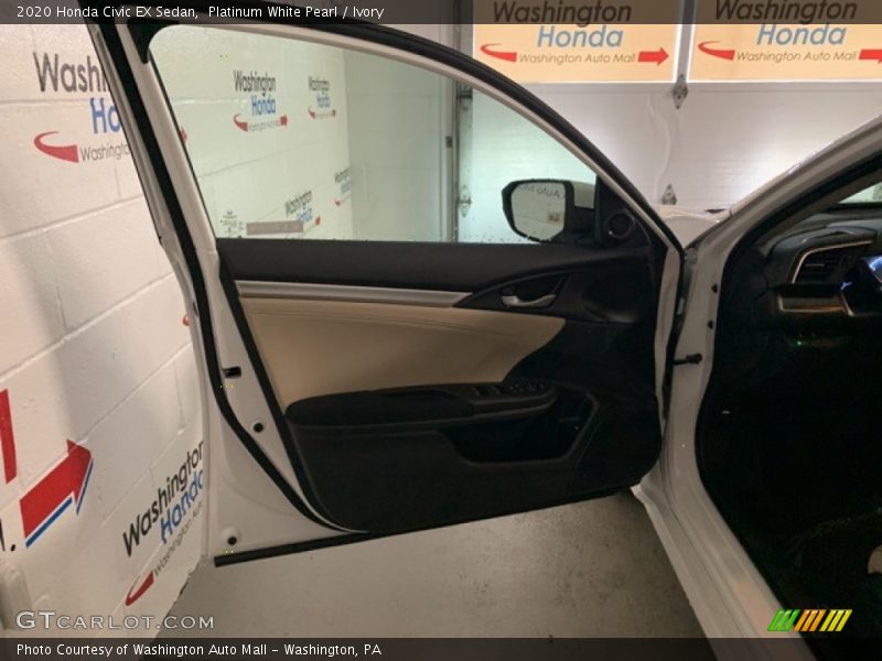 Platinum White Pearl / Ivory 2020 Honda Civic EX Sedan
