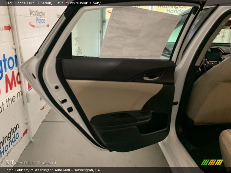 Platinum White Pearl / Ivory 2020 Honda Civic EX Sedan