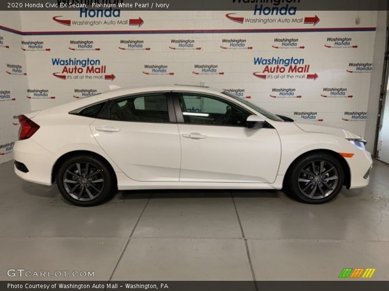 Platinum White Pearl / Ivory 2020 Honda Civic EX Sedan