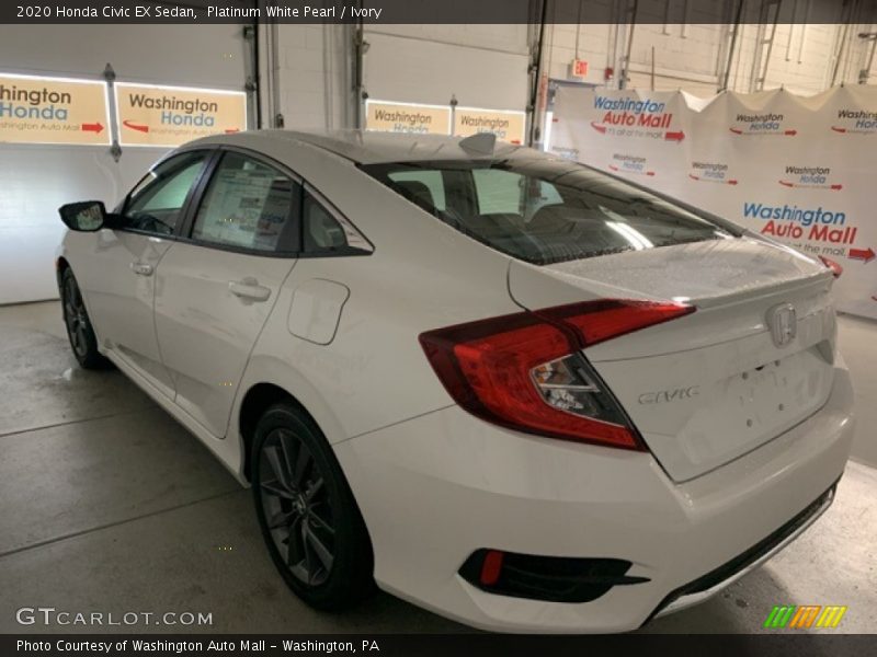 Platinum White Pearl / Ivory 2020 Honda Civic EX Sedan
