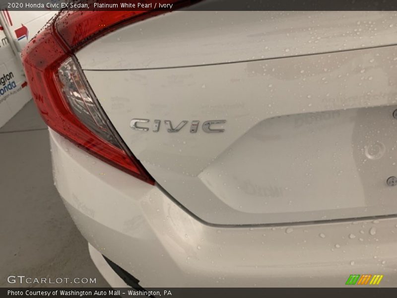 Platinum White Pearl / Ivory 2020 Honda Civic EX Sedan