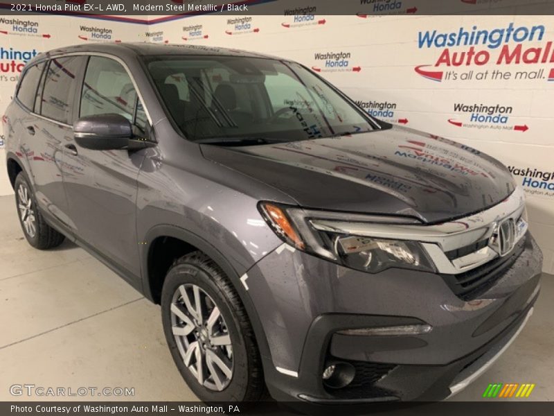 Modern Steel Metallic / Black 2021 Honda Pilot EX-L AWD