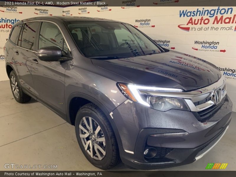 Modern Steel Metallic / Black 2021 Honda Pilot EX-L AWD