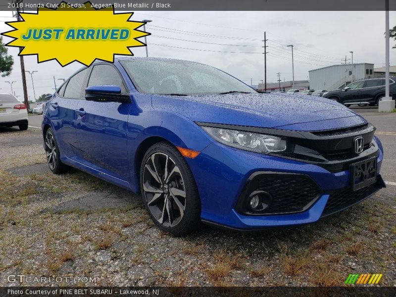 Aegean Blue Metallic / Black 2018 Honda Civic Si Sedan