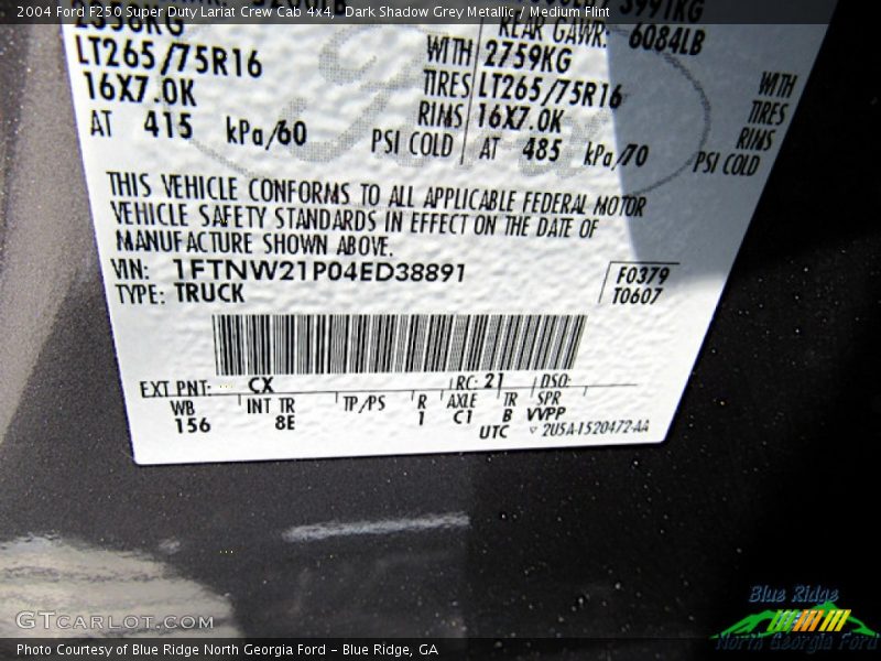 Dark Shadow Grey Metallic / Medium Flint 2004 Ford F250 Super Duty Lariat Crew Cab 4x4