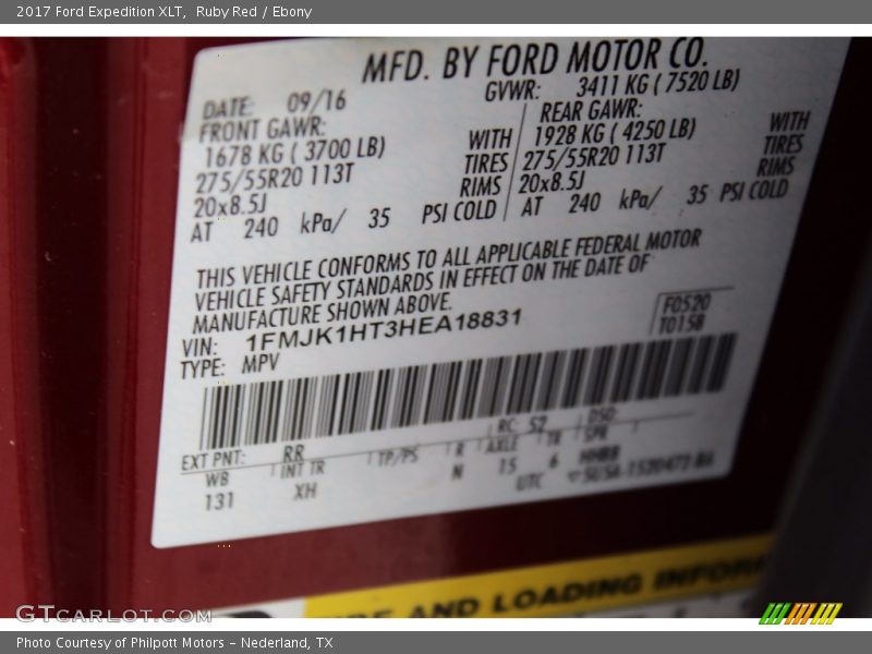 Ruby Red / Ebony 2017 Ford Expedition XLT
