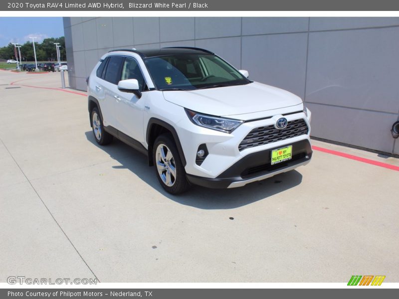 Blizzard White Pearl / Black 2020 Toyota RAV4 Limited AWD Hybrid