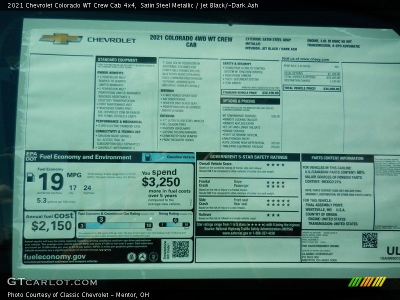 Satin Steel Metallic / Jet Black/­Dark Ash 2021 Chevrolet Colorado WT Crew Cab 4x4