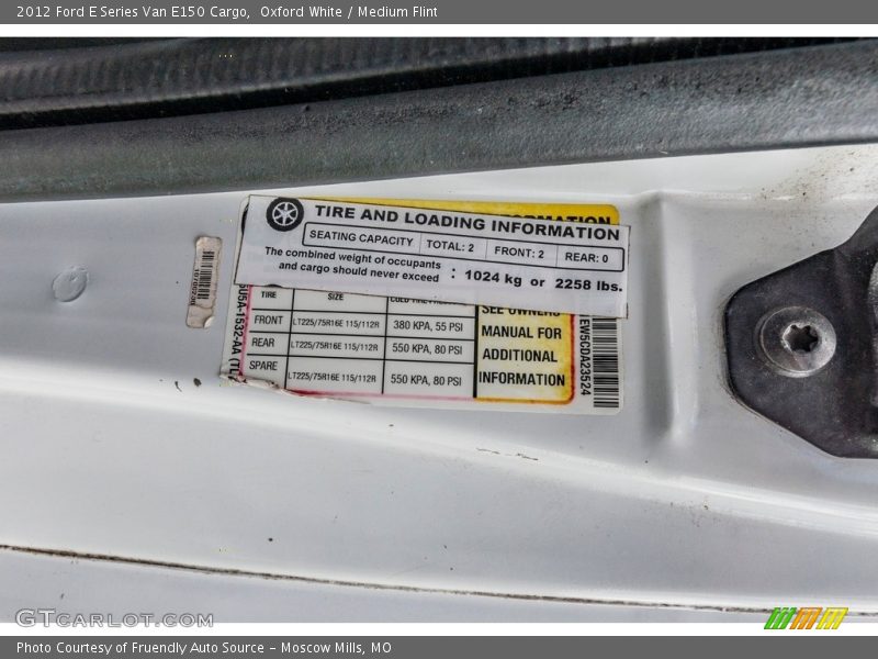 Oxford White / Medium Flint 2012 Ford E Series Van E150 Cargo