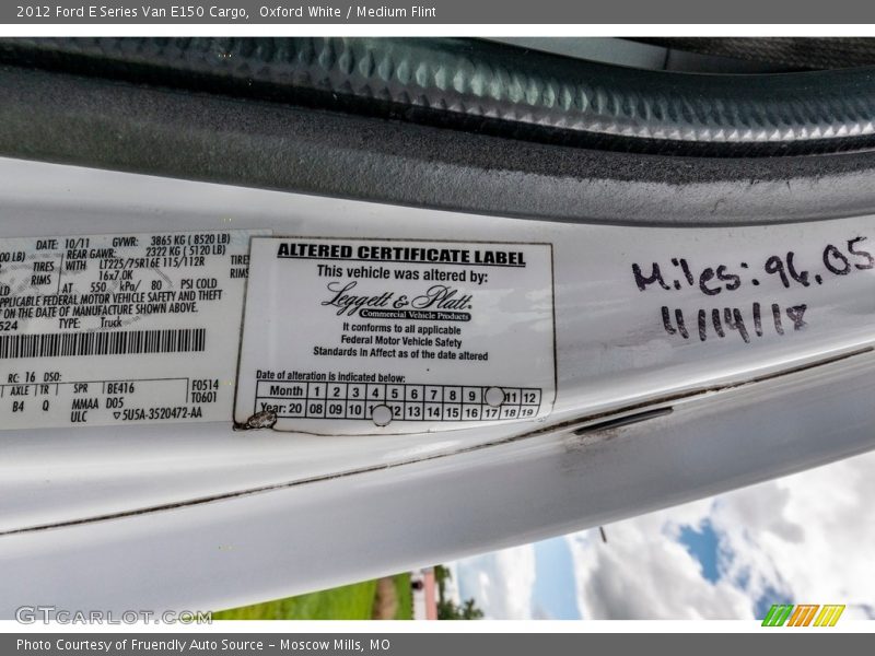 Oxford White / Medium Flint 2012 Ford E Series Van E150 Cargo