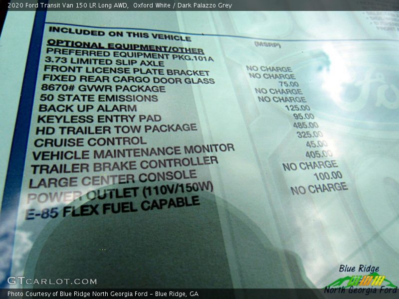 Oxford White / Dark Palazzo Grey 2020 Ford Transit Van 150 LR Long AWD