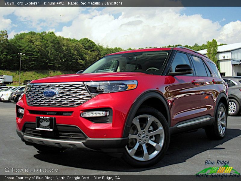 Rapid Red Metallic / Sandstone 2020 Ford Explorer Platinum 4WD