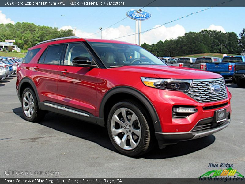 Rapid Red Metallic / Sandstone 2020 Ford Explorer Platinum 4WD