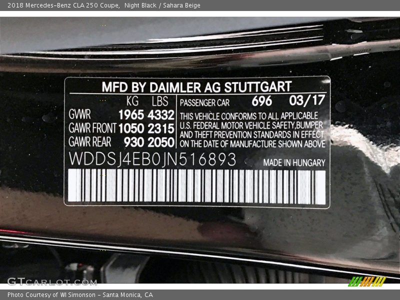 Night Black / Sahara Beige 2018 Mercedes-Benz CLA 250 Coupe