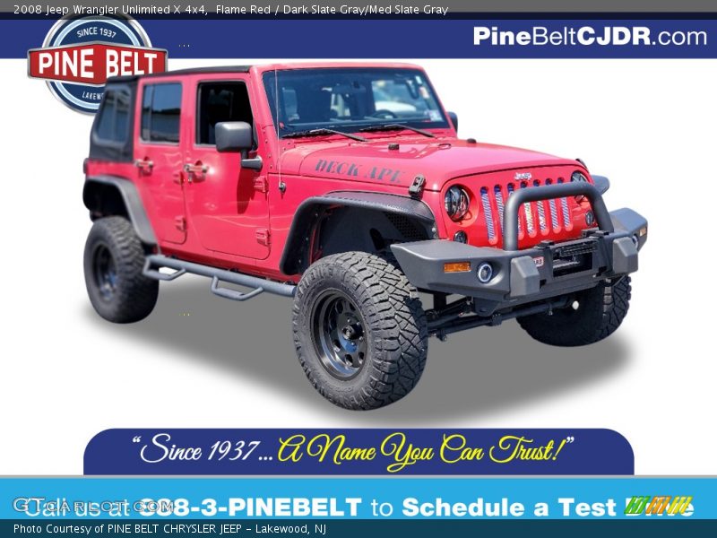 Flame Red / Dark Slate Gray/Med Slate Gray 2008 Jeep Wrangler Unlimited X 4x4