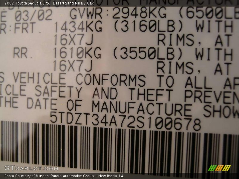 Desert Sand Mica / Oak 2002 Toyota Sequoia SR5