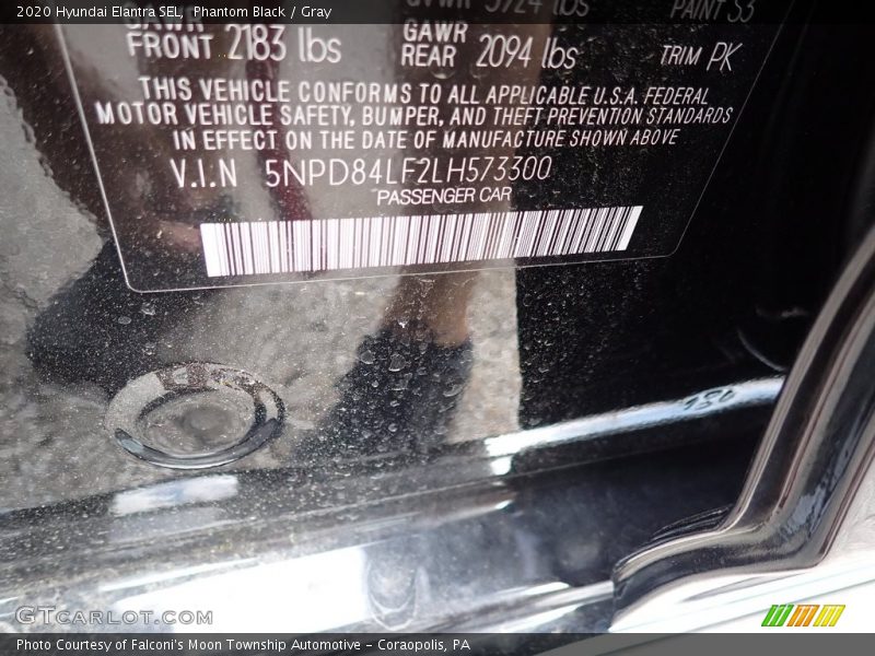 Phantom Black / Gray 2020 Hyundai Elantra SEL