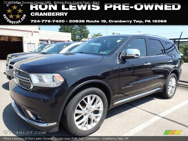 Brilliant Black Crystal Pearl / Black 2015 Dodge Durango Citadel AWD