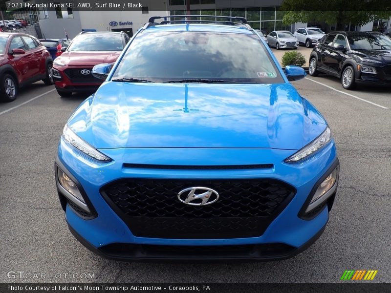 Surf Blue / Black 2021 Hyundai Kona SEL AWD