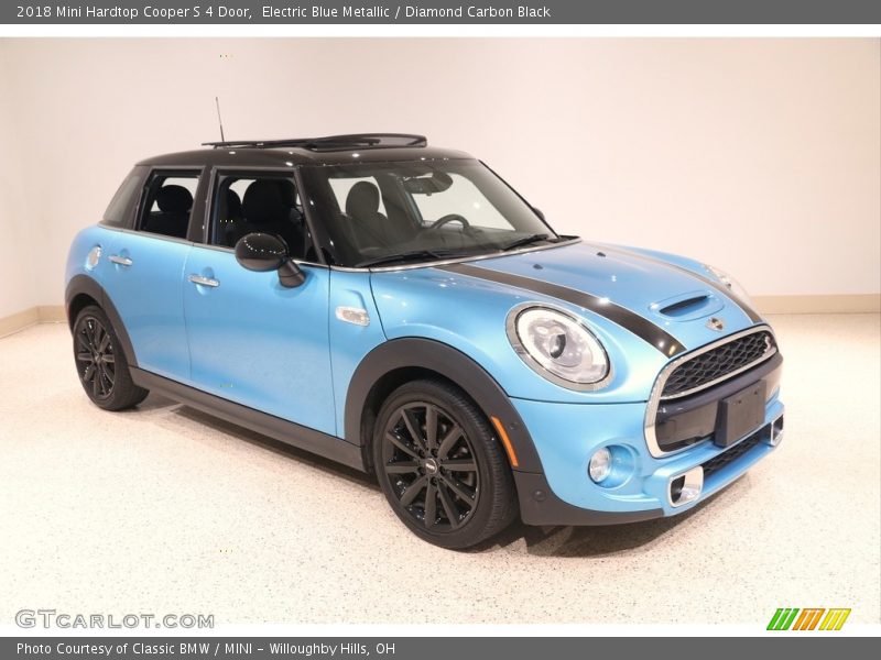 Electric Blue Metallic / Diamond Carbon Black 2018 Mini Hardtop Cooper S 4 Door
