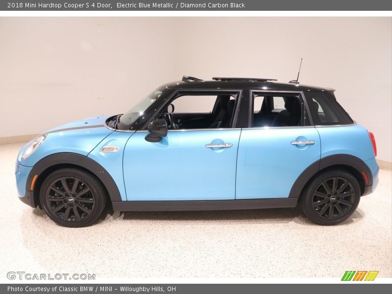 Electric Blue Metallic / Diamond Carbon Black 2018 Mini Hardtop Cooper S 4 Door