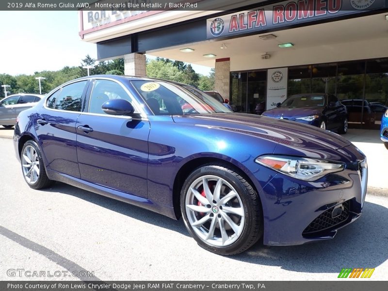 Montecarlo Blue Metallic / Black/Red 2019 Alfa Romeo Giulia AWD